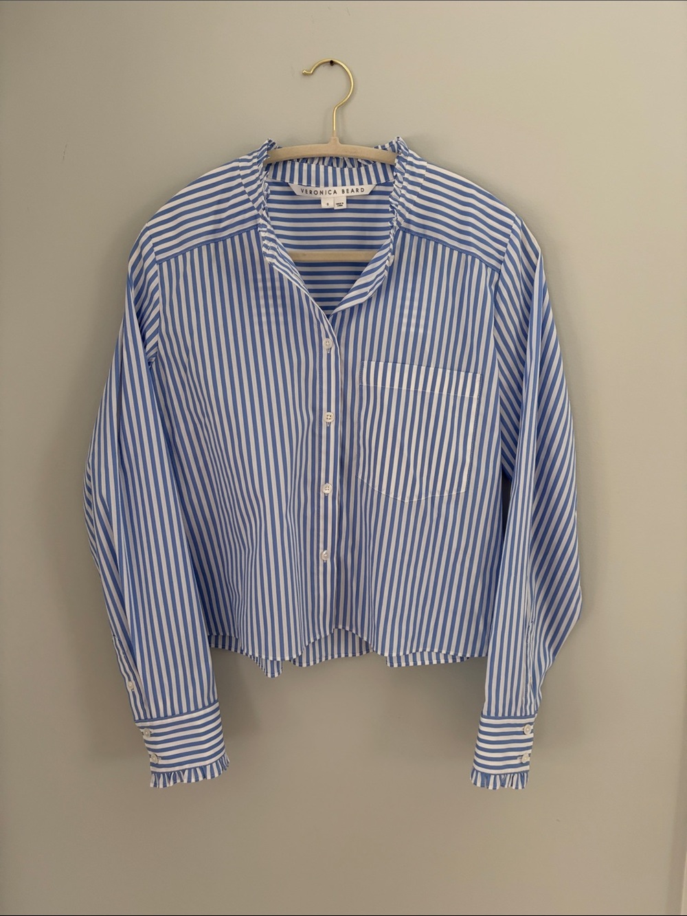 Veronica Beard Blue & White Striped Button-Down Shirt